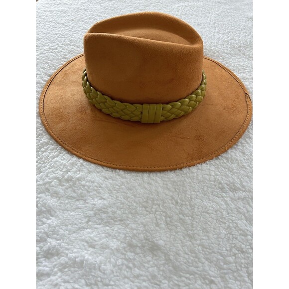 Anthropologie ASN BraidRancher Hat Women Knotted Band Suede Orange Yellow Small